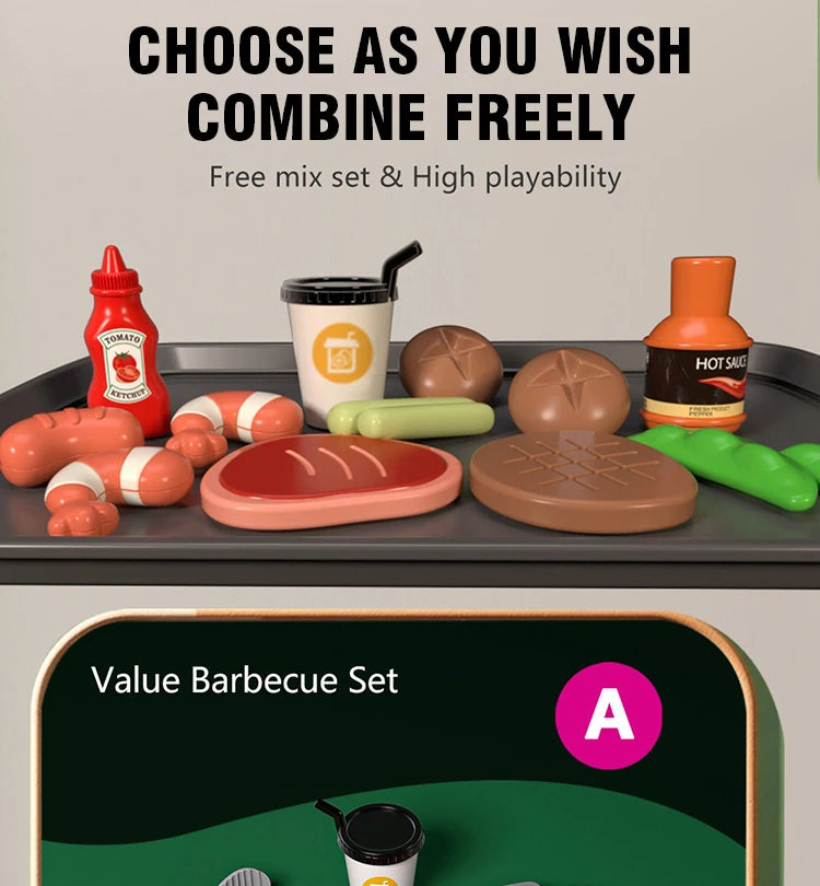 Kitchen Food Role Play Pretend Play Children Toy Ice Cream Candy Sweet Dessert Accessories Toys for Kid Christmas Birthday Gifts.