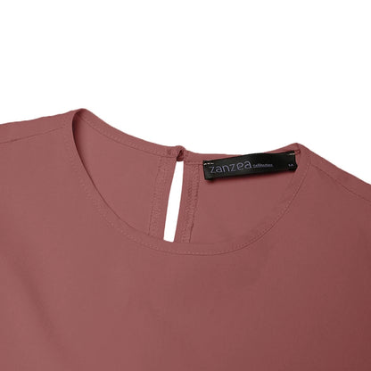 ZANZEA Muslim Fashion Tiered Long Dresses Women Islamic Hijab Style Casual Long Sleeve O Neck Maxi Vestidos Solid Abaya Robes.