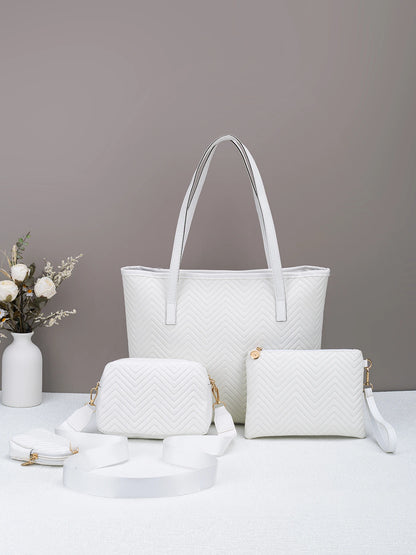 Wave pattern daily commuting large capacity tote bag handbag four piece set fashion trend personality change camera bag.