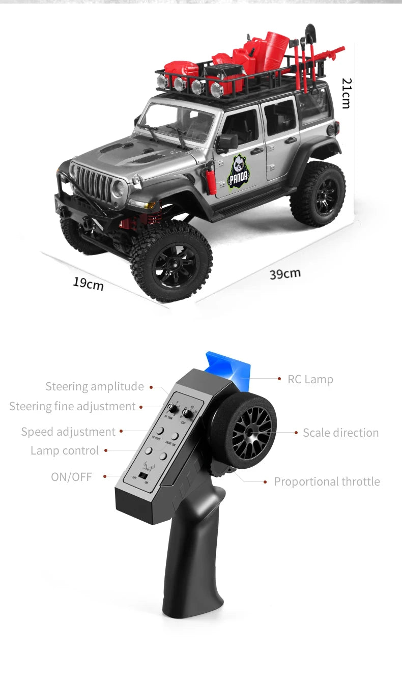 1/12 MN128 RC Car 4WD Jeep Model 2.4G Remote Control LED Light 4X4 Off Road 4WD Climbing RC Truck Electric Toy Car Gift for Boy
