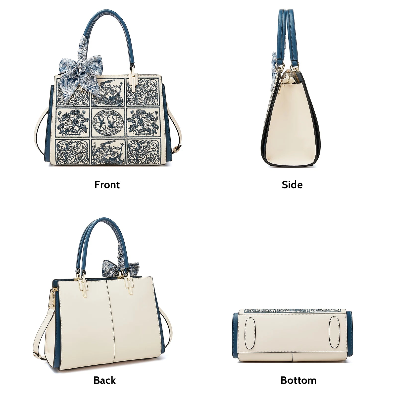 FOXER Split Leather 2025 Autumn Winter New Large Tote Handbag Women's Shoulder Bag Chinese Classic Embroidery Best Gift for Mom.