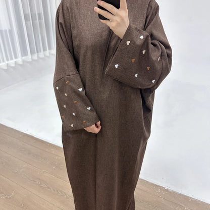 2025 Ramadan Eid Open Butterfly Moon Heart Modest Kimono Abaya Dubai Turkey Muslim Dress Abayas for Women Kaftan Kebaya Caftan.