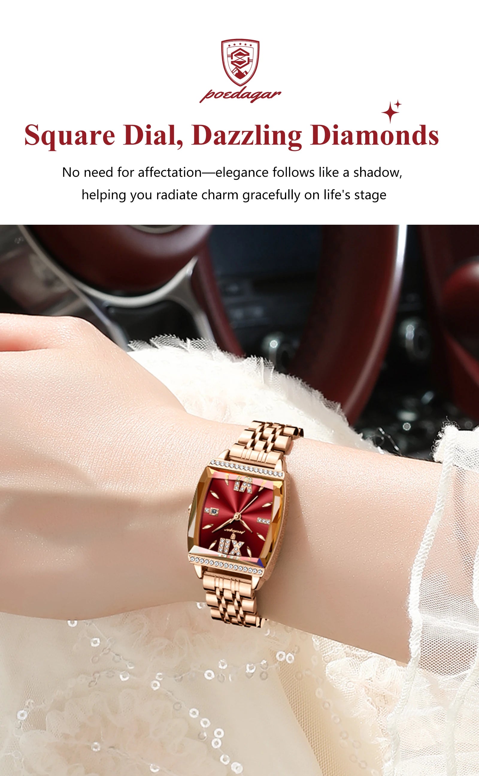 POEDAGAR Diamond Luxury Watch For Woman High Quality Waterproof Date Ladies Quartz Watch Stainless Steel Women Watches Reloj+Box.