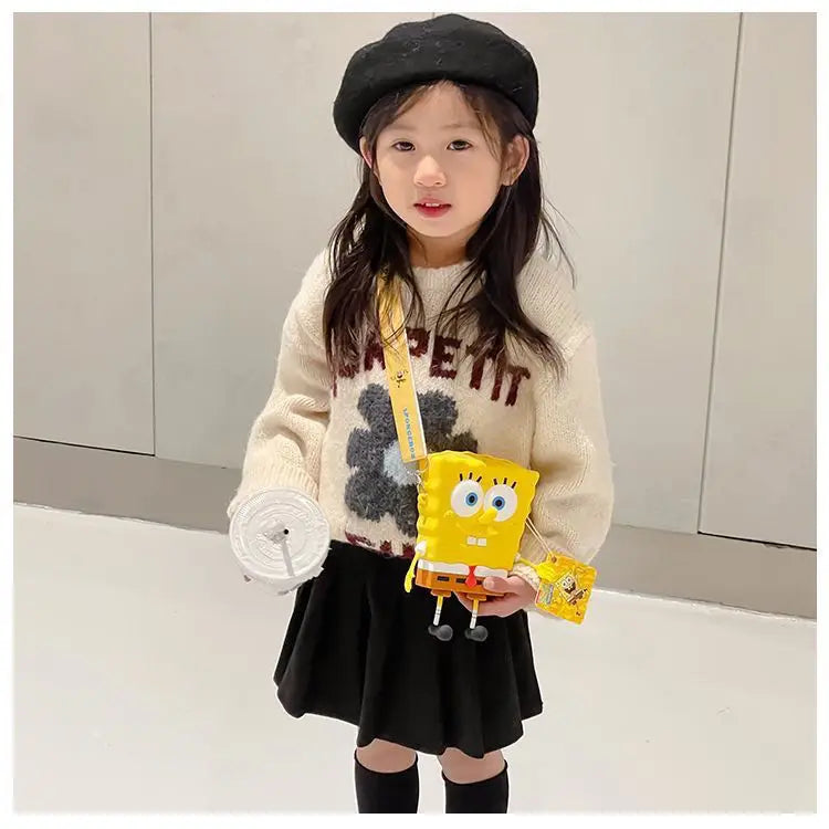 New Original cartoon SpongeBob SquarePants Kids Shoulder Bags Girl and Boys Cute gift Bag.