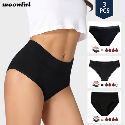 3 PCS Cotton Menstrual Panties Women Lot Leak Proof Period Underwear Heavy Flow 4 Layer Menstrual Cycle Absorbent Underwear Pack.