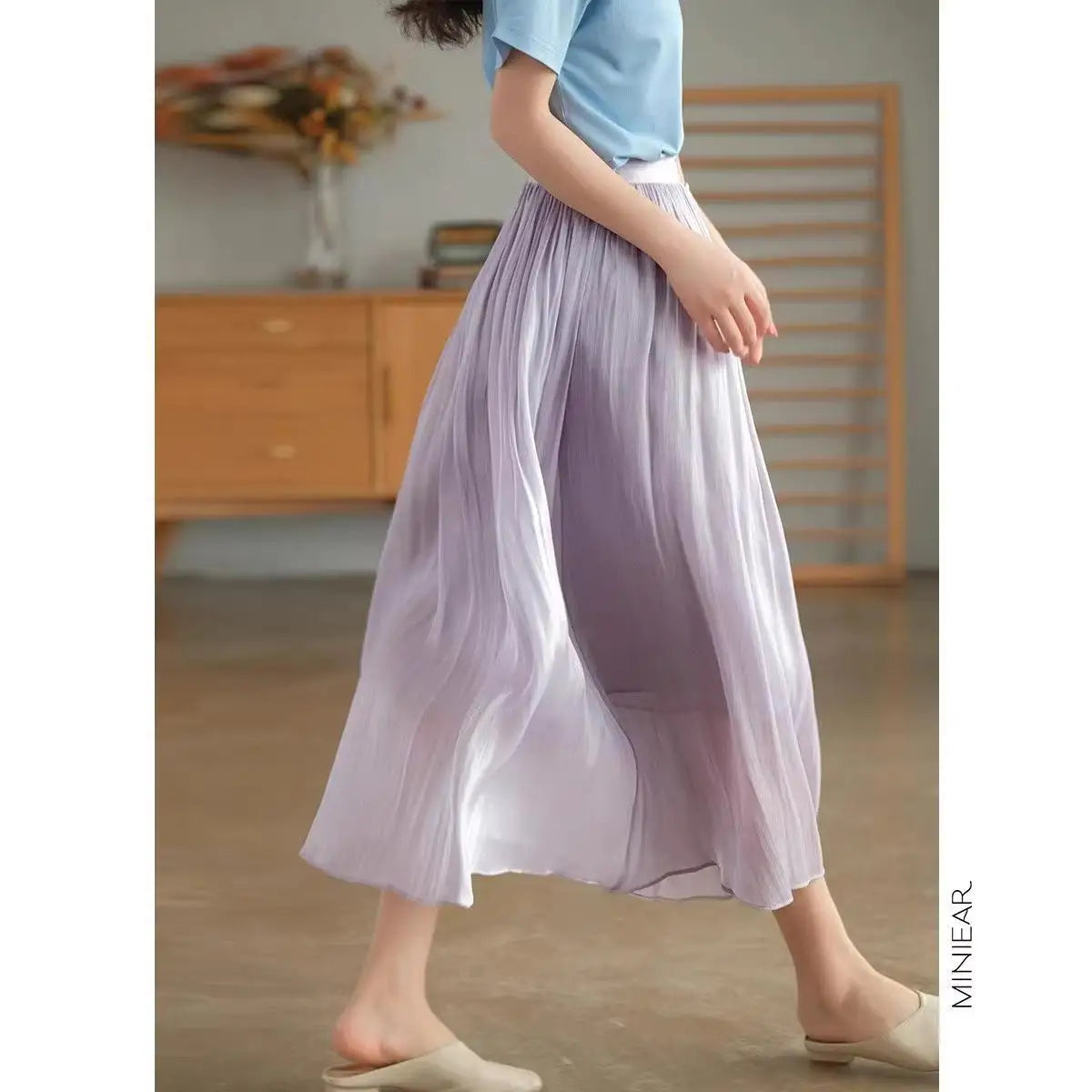 2025 Spring/Summer New Luster  A-line Women Skirt Solid Color High Waist French Paris Style Elegant Asymmetrical Skirt
