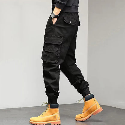 Men's Winter Snow Warm Thermal Plush Cargo Pants Comfortable Elastic Waist Casual Trousers Trend Versatile Concise Outside Pants.