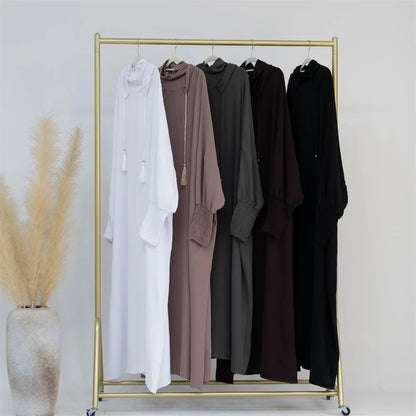 Ramadan Eid Dubai Linen Khimar Abaya Damen Muslim Modal Hijab Dress Kaftan Abayas For Women Kebaya Robe Femme Musulmane