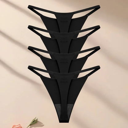 4PcsSet Seamless Ultra-thin Underwear Women Sexy Thin Belt Panties Female High Stretch Thongs Girls Breathable G-String Lingerie