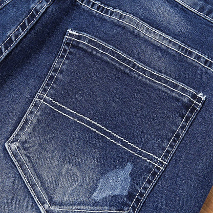 Neue Sommer Herren Stretch zerrissen kurze Jeans Blue Denim Shorts Hosen große lässige Mittel hose.