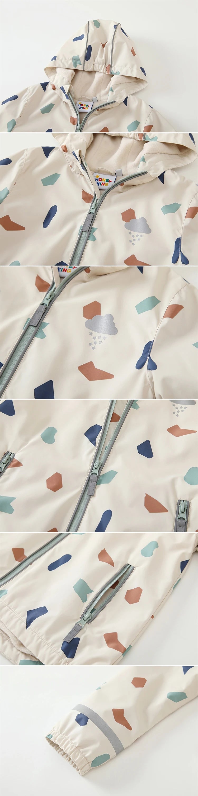 HONEYKING Children's Clothing Sets Raincoat Suit Baby Waterproof Overalls Pants Girls Jumpsuit For Kids Jacket And Trousers Set.