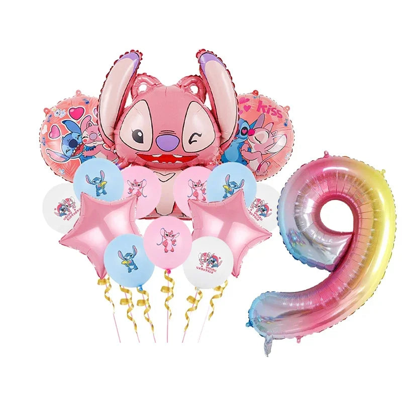 Disney Rosa Stich Geburtstag Party Dekorationen Mädchen Einweg Geschirr Ballon Kuchen Topper Tischdecken Liefert Baby Dusche