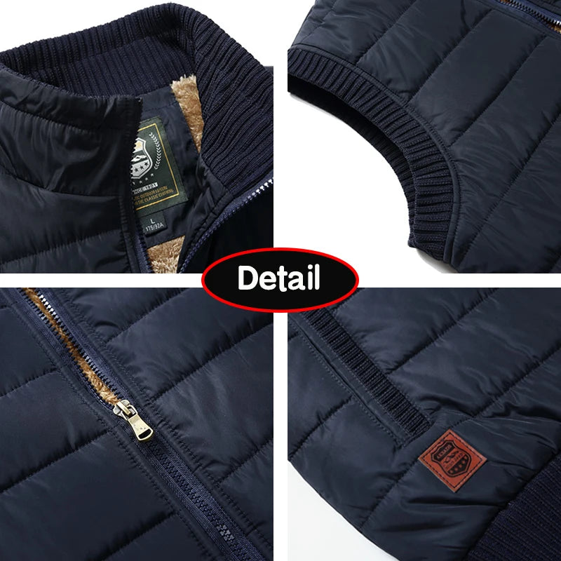 2024 Men Winter Sleeveless Casual Warm Stand Collar Vest Men Autumn Solid Color Outdoors Windproof Fashion Style Vest Male Coat.