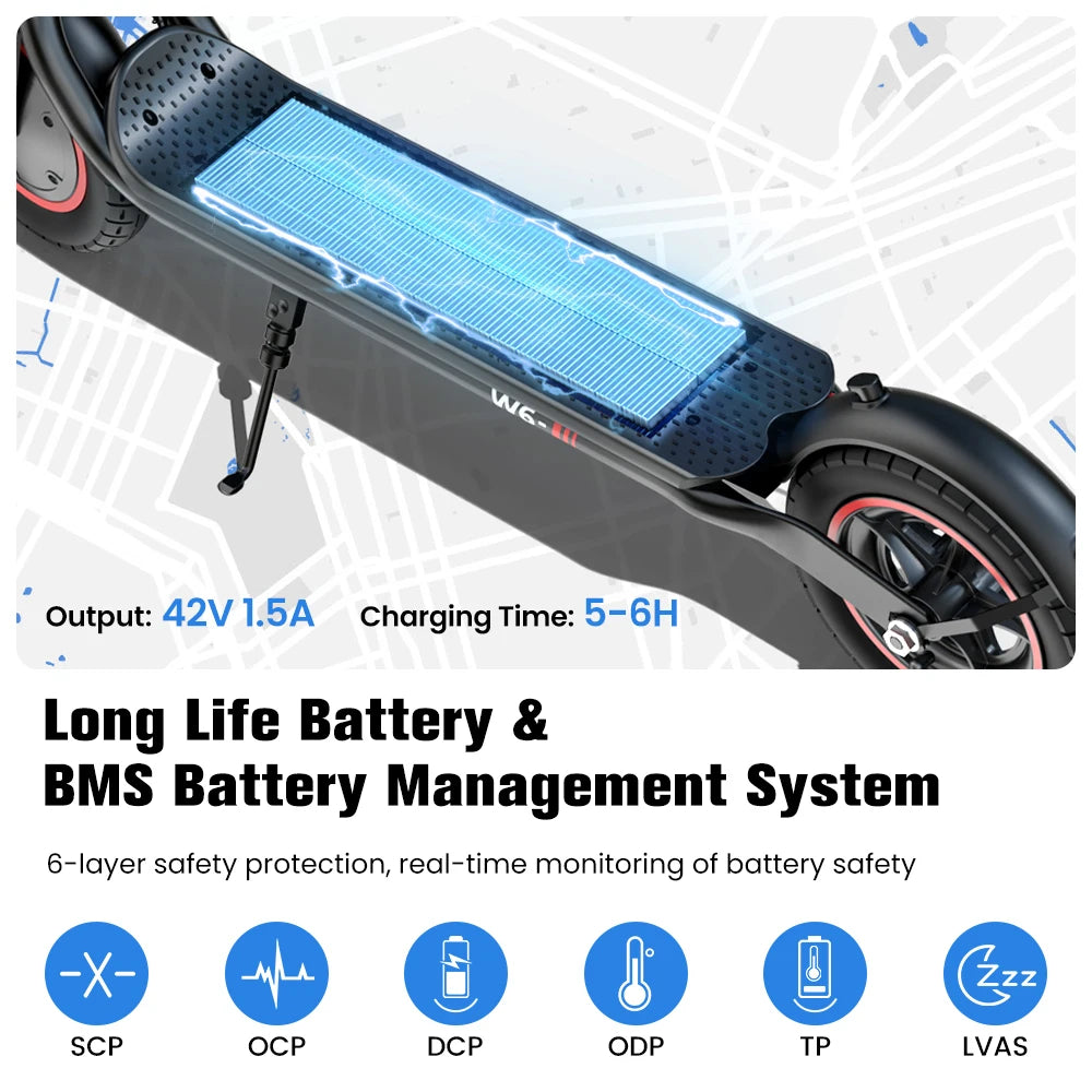 IScooter W6 Adult E-scooter 500W Motor 36V 7.8Ah Battery 35km/h Max Speed Support APP 30km Long Range City Electric Scooters.