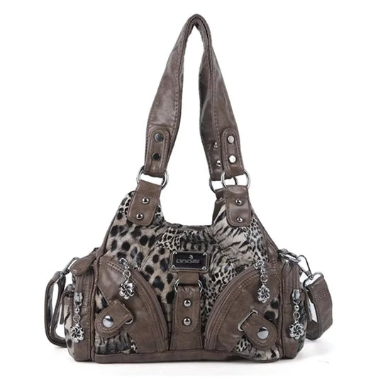 Women Handbags Soft Tote Bag Small Top-handle Fashion Satchel Multi-Pockets Leopard Shoulder Bag Hobos Phone Pack.