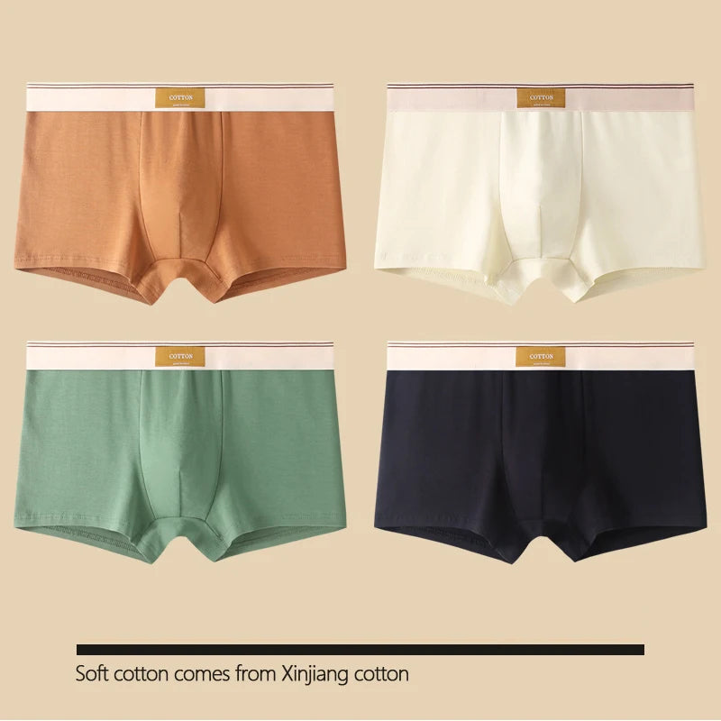 4 Stück Herren-Unterwäsche, Baumwolle, Boxershorts, atmungsaktive Unterhose, sexy Sport-Komfort, männliche Boxershorts, Größe L-4XL