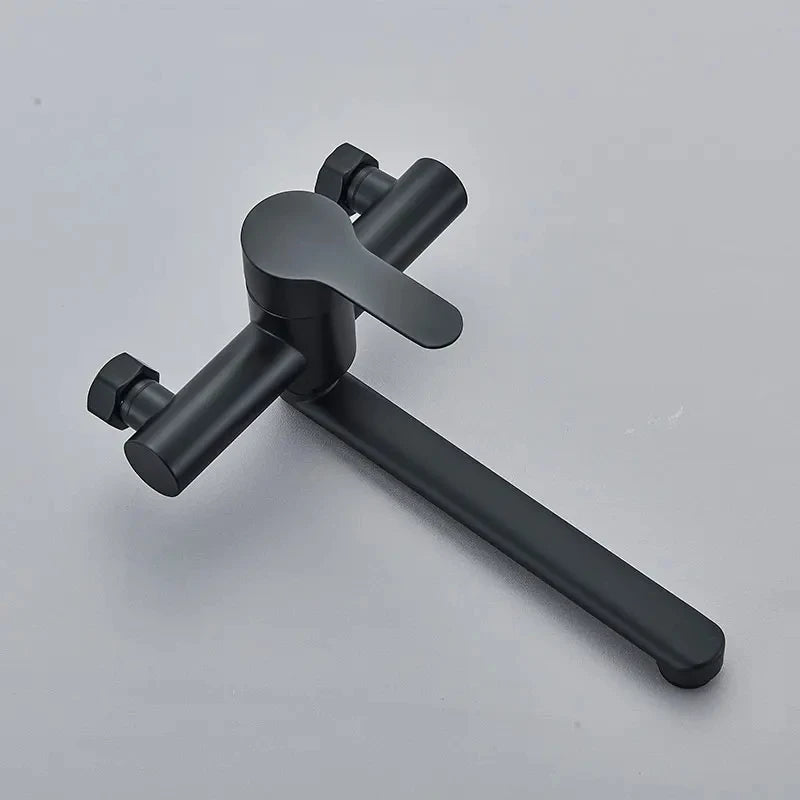 Kitchen Faucets Stainless Steel Wall Mounted Dual Hole Bathroom 360 Rotate Basin Faucet Cold Hot Water Mixer Taps With spray gun