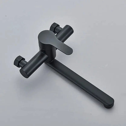 Kitchen Faucets Stainless Steel Wall Mounted Dual Hole Bathroom 360 Rotate Basin Faucet Cold Hot Water Mixer Taps With spray gun