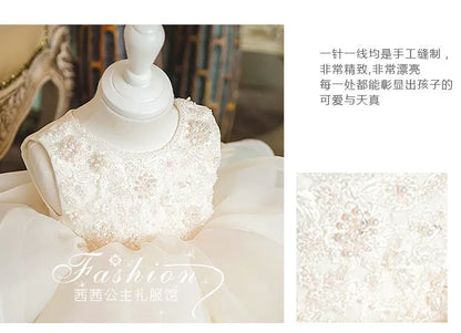 Blumenmädchenkleid Hochzeitskleid 2024Neues Modenschau-Performance-Kleid zum ersten Geburtstag für Kinder Prinzessinnenkleid für Mädchen Flauschig