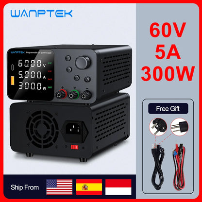 Wanptek Adjustable DC Power Supply 30V 10A LED Lab Bench Power Source Stabilized Switch Power Supply Voltage Regulator 60V 5A