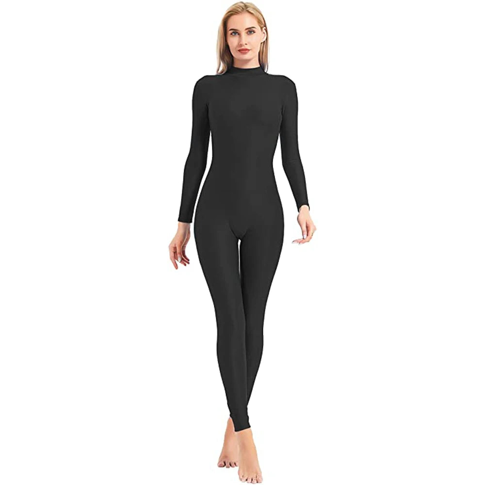 Unisex  Turtleneck Unitard Full Body Leotard  Long Sleeve Yoga Bodysuit Women Catsuit Daily Fitness Wear Cosplay Suits.
