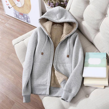 Women's Sweatshirt Pants Suit Autumn and Winter Warm Long-sleeved Fleece Thick Hoodie Coat Jogger Pants Sportswear Two-piece Set.