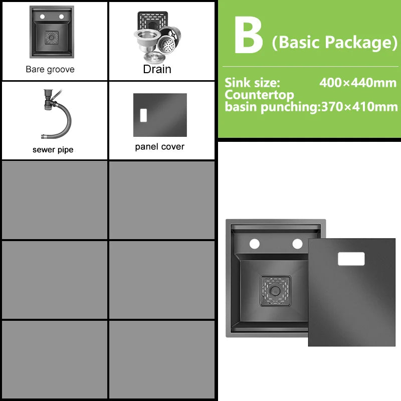 Stainless Steel Kitchen Sink Multifunctional Hot and Cold Water Adjustment Hidden Mini Sink Bar Apartment Hand Wash Basin