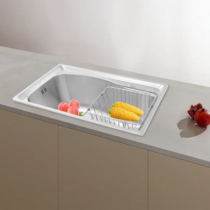 Stainless Steel Kitchen Sink Set, Single Bowl 25.6" Undermount/Overmount Sink with Draining Basket & Accessories