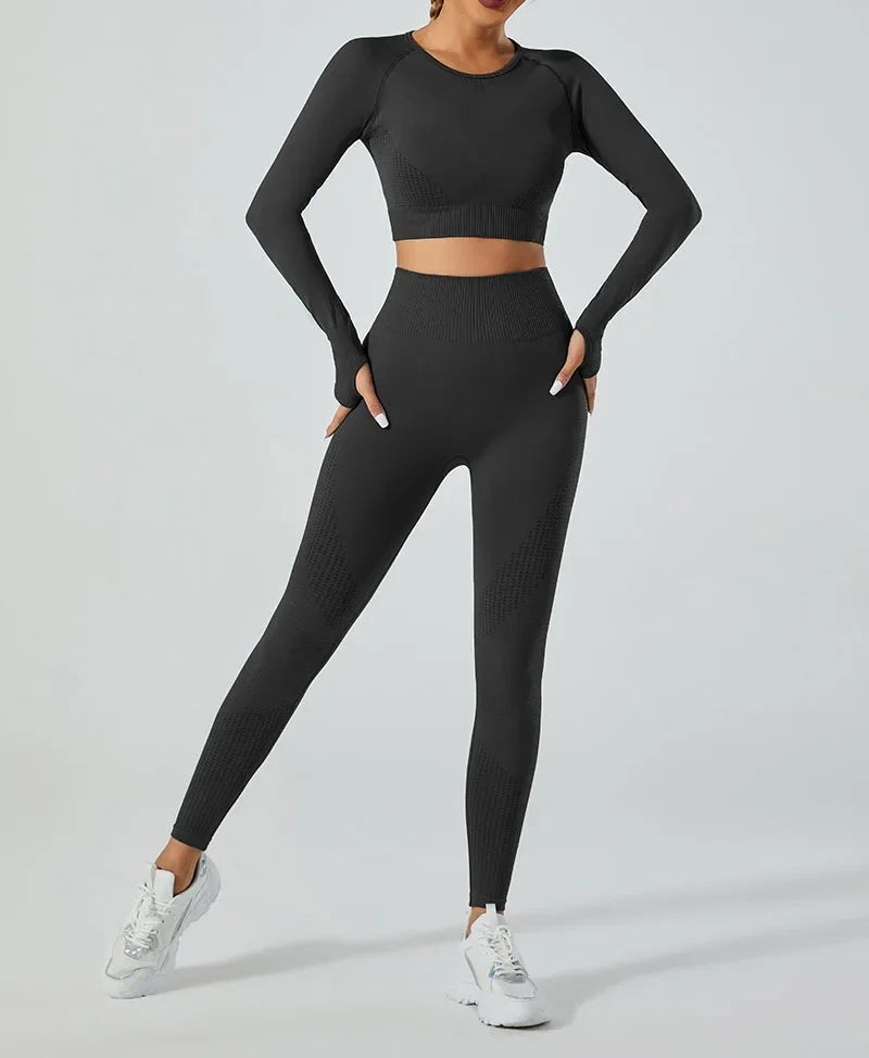 In-stock Women's Yoga Suit Five-piece Set Seamless Fitness Wear For Running Sports Top Leggings From Mainland China.