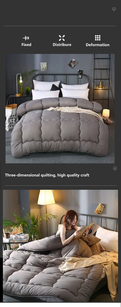 Grey thick quilted winter hotel style quilt Comforter Queen King soft winter quilt very warm220x240Quilts  - et.