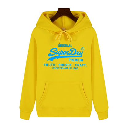 SUPERDRY Brand Men's Autumn and Winter Fashion Casual Hooded Sweatshirt Street Hip-hop Retro Sweatshirt Sports Men's Hoodie.