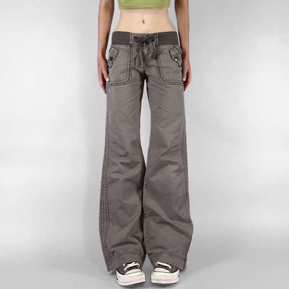 Vintage Y2K Flared Jeans Retro Button-up Low Rise Casual Denim Hose Harajuku 2000er Jahre Hose Basic Aesthetic Mom
