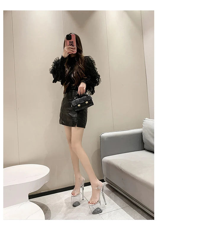 Platform sandals Girl shoes 20CM crystal Summer high heels ladies shoes on sale Pole Dance Pumps sandalias de mujer verano.