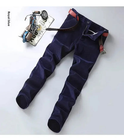 2025 Spring Autumn Men's Corduroy Casual Pants Straight Leg Loose Fit Youth Winter Thick Warm Velvet Long Pants for Men Trousers