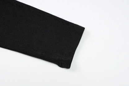 Cryptographic Autumn Casual Basic Asymmetrical Top Women Elegant Solid Long Sleeve Pullovers Black Top Y2K Slim Vintage Clothes.