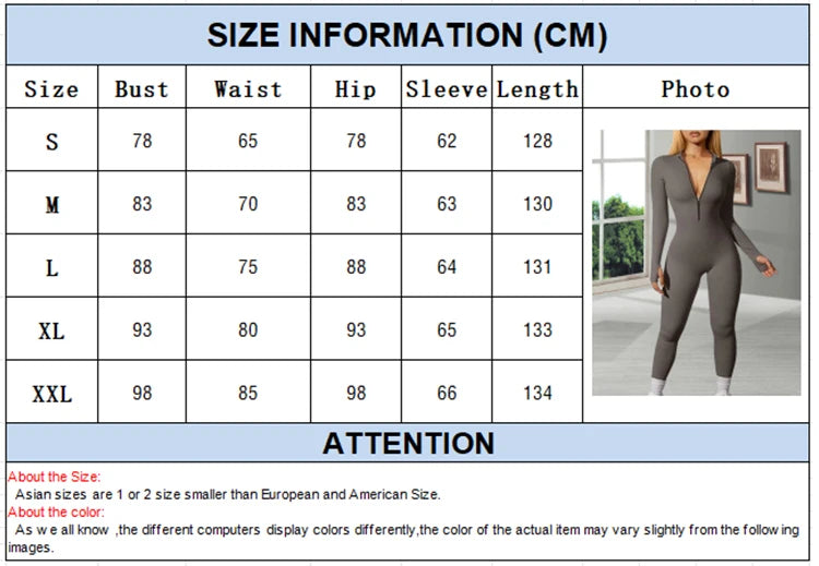 Woman Fall Tight Long Sleeved Zipped Slim-fitting Long Romper Female High Waist Solid Color Ribbed Sports Sexy Hot Girl Jumpsuit.