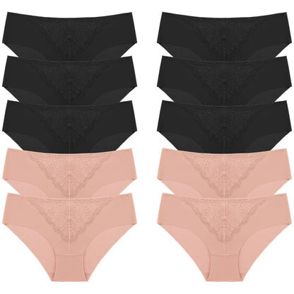 BZEL 10PCS/Set Women's Panties Exquisite Sweet Lace Underwear Sexy Lingerie Silk Satin Briefs Woman Comfort Breathable Underpant