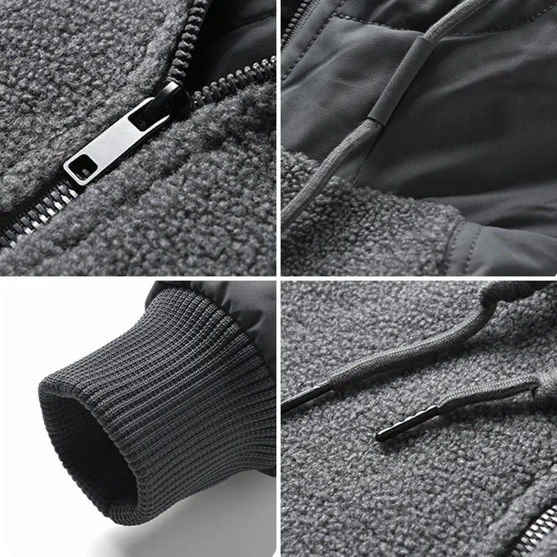 Outdoor Hiking Jacket Winter Fleece Windproof Camping Fishing Hooded Jacket Male Thick Warm Trekking Climbing Skiing Casual Coat.