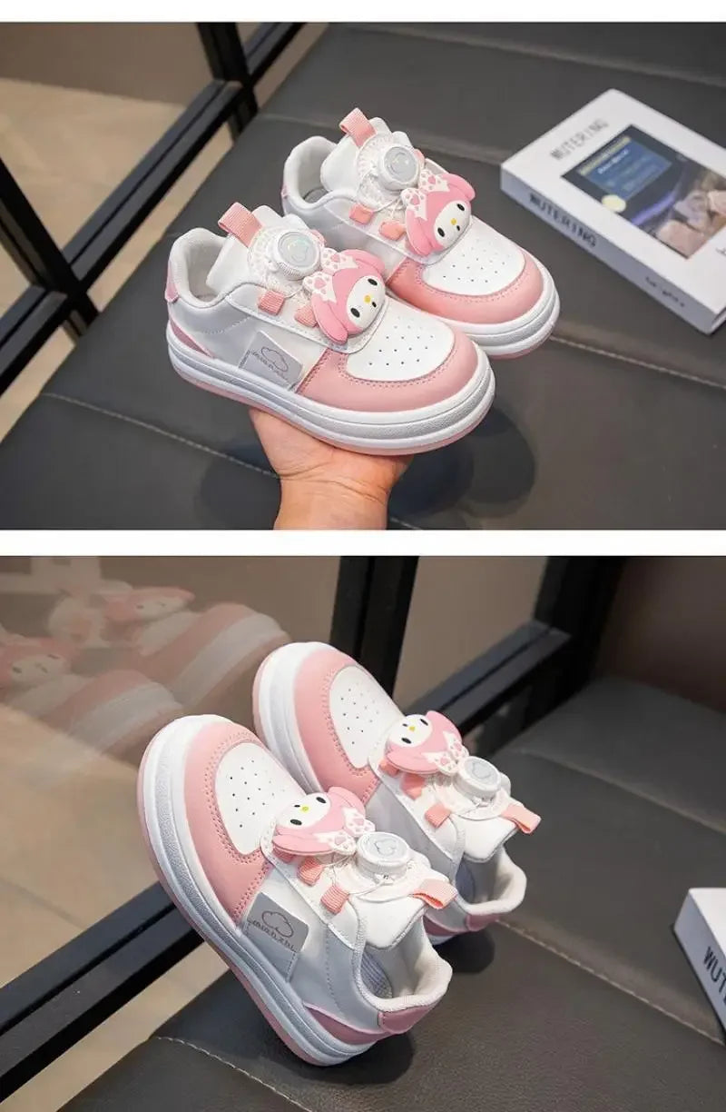 Children's Cute Melody Casual Board Shoes Girl's Cartoon Sneakers Spring and Autumn New Kawaii Kuromi Anti Slip Soft Sole Shoes.
