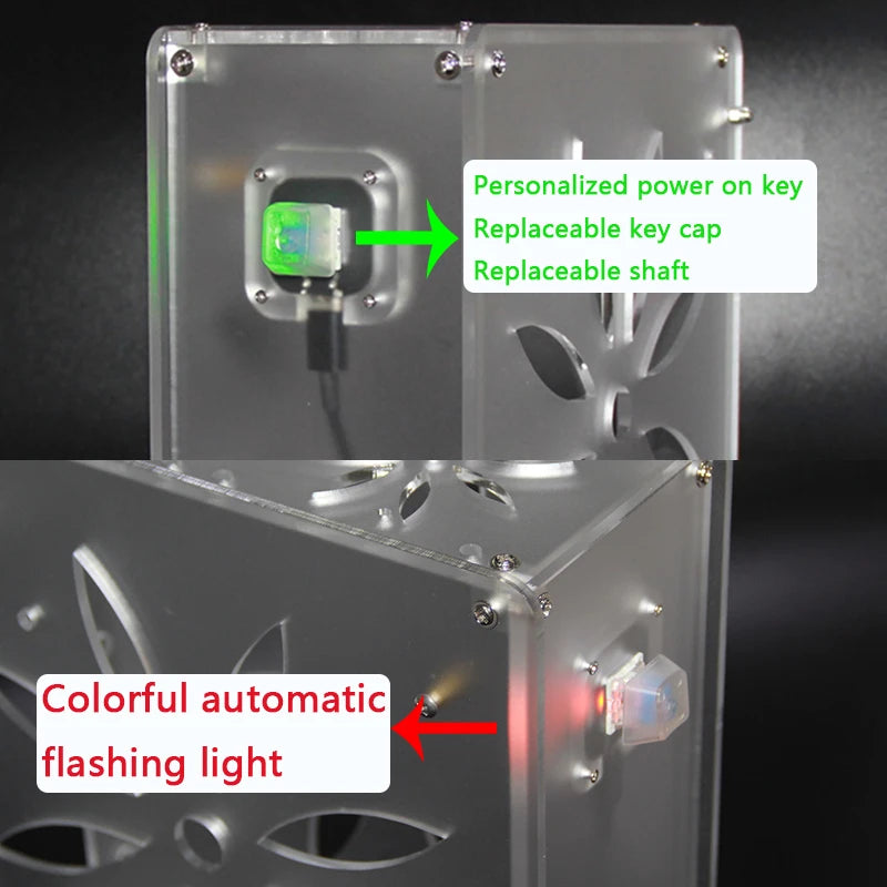 Mini itx computer case Acrylic frosted transparent chassis Personalized key cap switch design supports  Graphics network card.