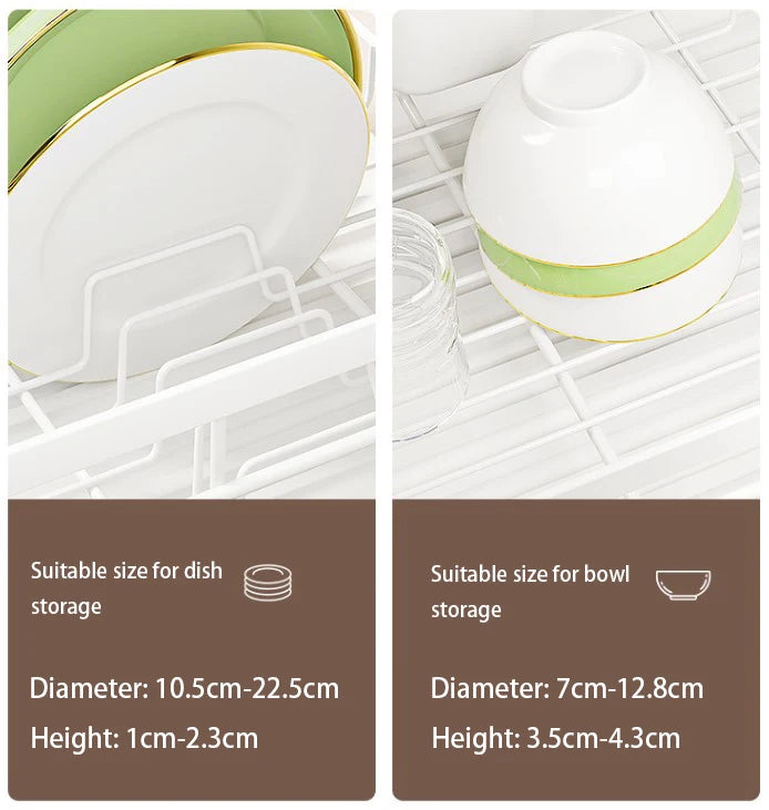 Countertop Kitchen Single-layer Plate Shelf Drain Bowl Rack Multi-functional Tableware Metal Storage Rack.