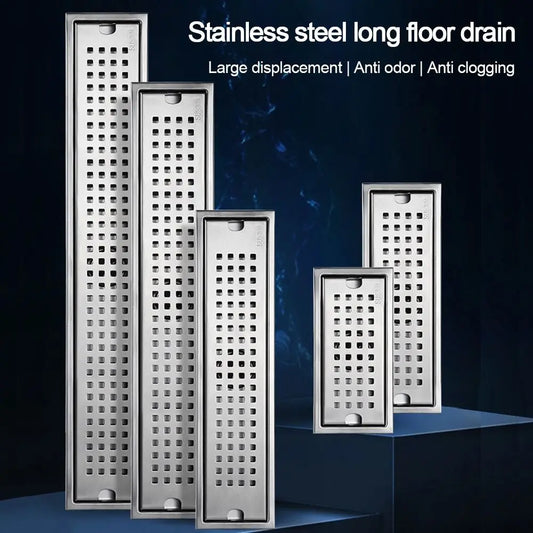 Mit Siebabdeckung, Duschbodenablauf, rechteckige Form, Edelstahl, Badezimmer-Waschbecken-Sieb, abnehmbar, geruchshemmend