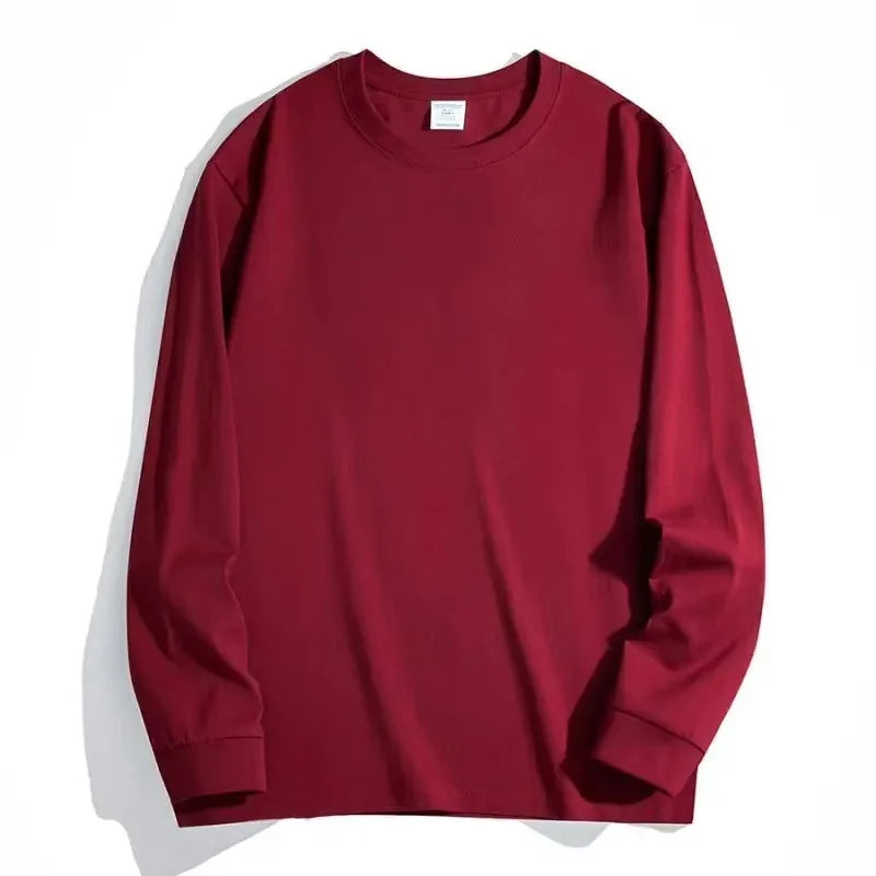 300gsm Heavy Weight Cotton T-shirt Long-sleeved T-shirt for Men Women Pure White Men's Blank Shirt Wholesale