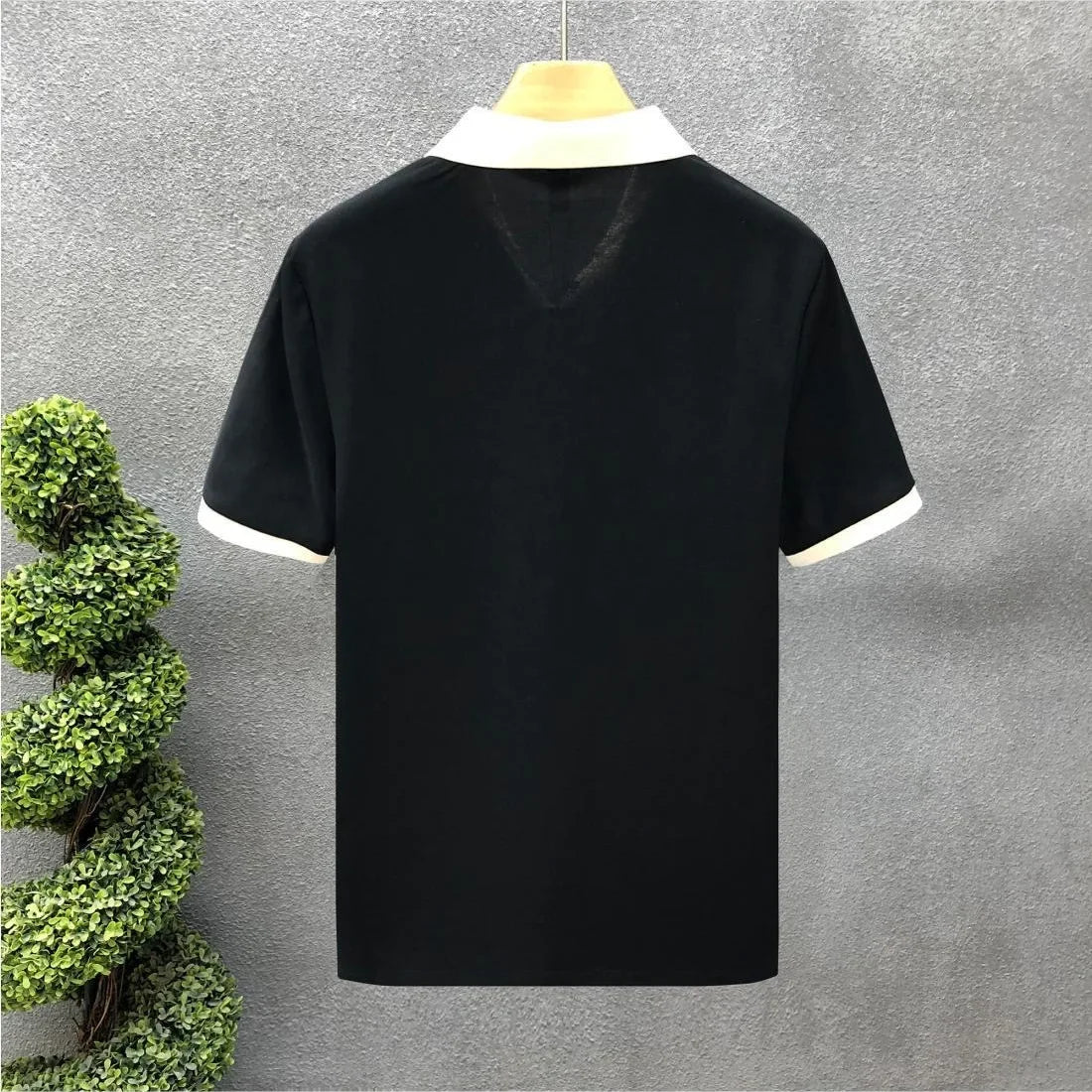 Men's Casual Polo Shirt Collared Short Sleeve Pique Cotton Breathable V-Neck Color Block Half Sleeve Summer Loose Top.