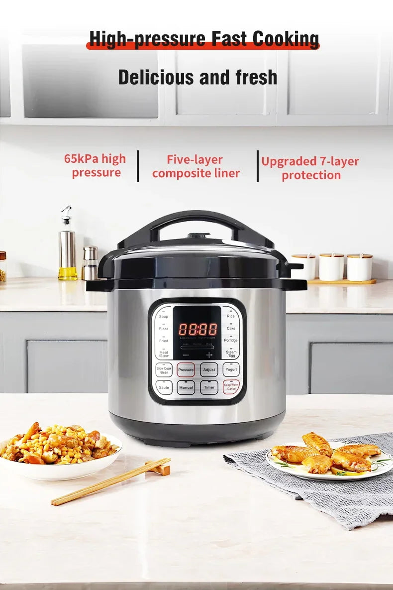 5L Electric Pressure Cooker Stainless steel Smart Multicooker for Kitchen Slow Cooker Rice Cooker Steam Pot Food Warmer 220V.
