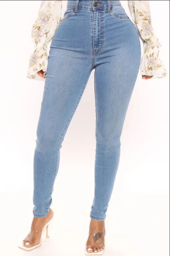 Denim Pencil Pants Jeans Women Streetwear 2025 Skinny Stretch High Waist Washed Pockets Basis Ankle Length Trousers Distressed.