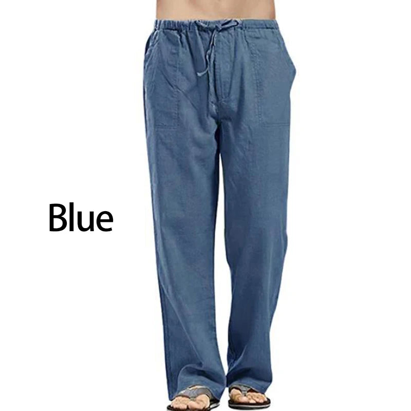 Spring Linen Wide Men Pants Korean Trousers Oversize Cotton Streetwear Male New Yoga Pants Casual Men Clothing Sweatpants.