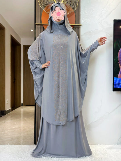 New Two Piece Set Solid Jilbab Prayer Muslim Abaya Set Women Prayer Garment Dress Hijab Long Khimar Skirt Sets Islamic Ramadan