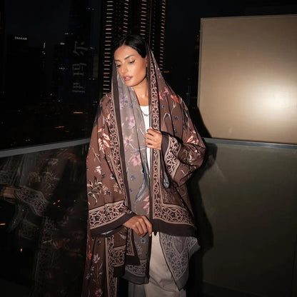 2025, Sommer-Strickjacke mit arabischem Blumenmuster für muslimische Frauen, elegante Dubai-Hijab-Abaya mit innerem islamischem Urlaubsoutfit, neues Türkei-Kleid.