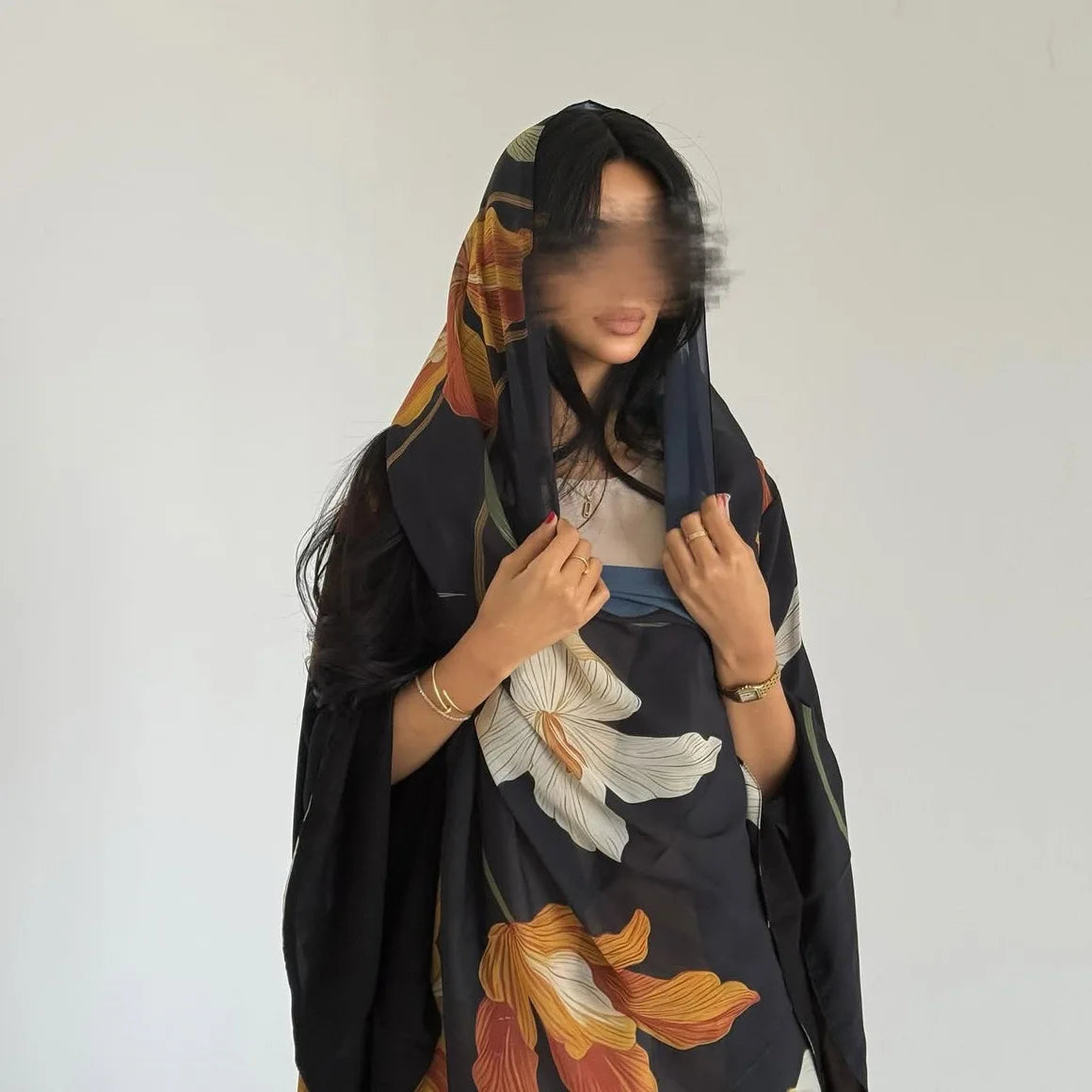 Uni Dubai Fashion Floral Print Open Abaya Muslim Elegant Cardigan With Hijab Scarf 2025 Feminine Clothes.